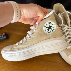Converse Platform High Top Sneakers in Beige
